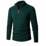 Men's Long-sleeved Half-turtleneck Zip-up Sweater - Image 6