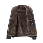 Men's Stand Collar Leather Jacket Plush Leisure - Image 3