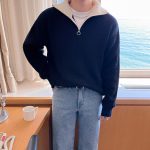 Men's Loose Half Zipper Casual Sweater Coat
