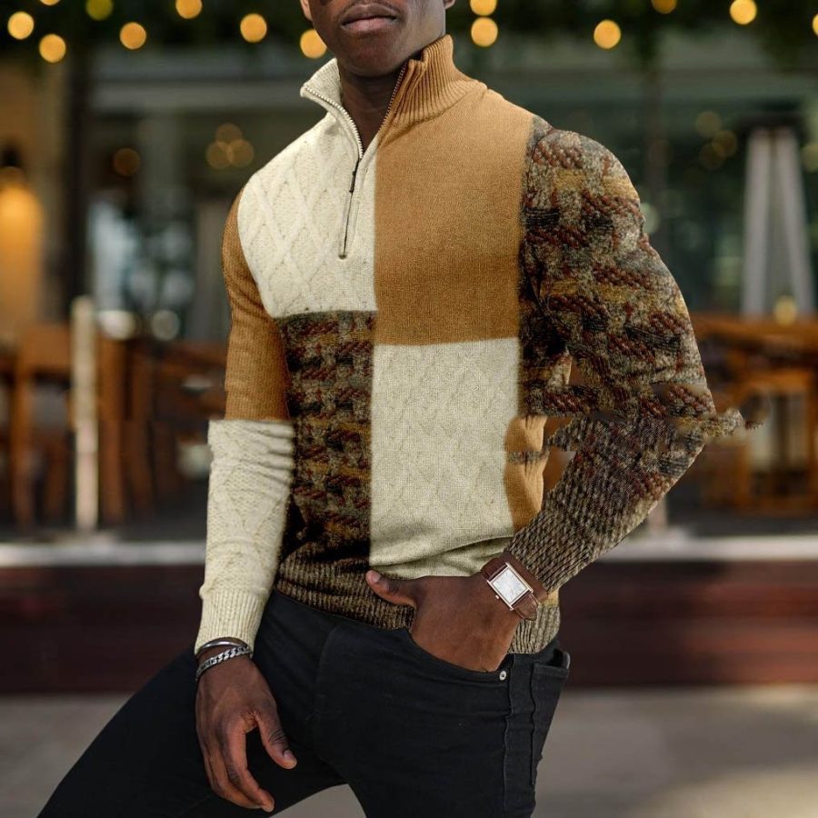 Casual Lapel Pullover Digital Printing For Men - Image 4