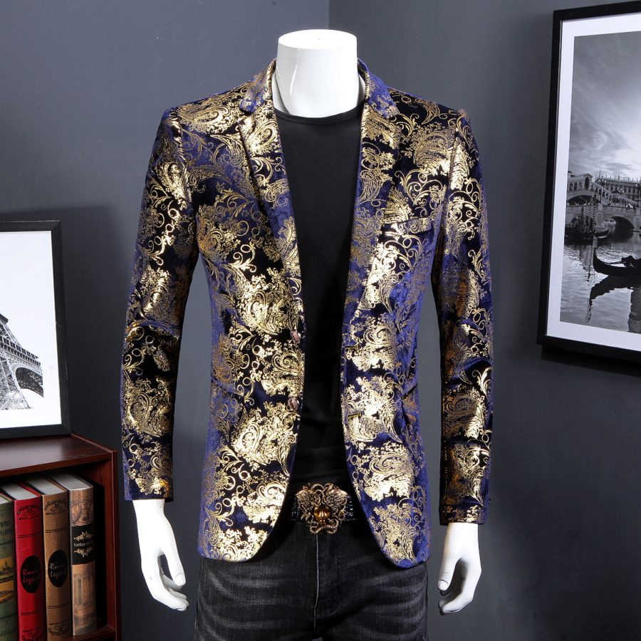 Colorblock Plus Size Suit Men's Silky Blazer Youth Jacket - Image 3