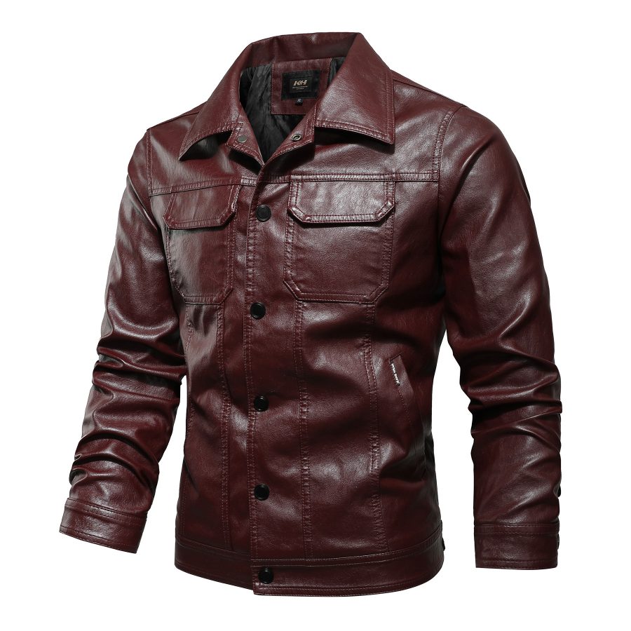 Men's Spring And Autumn Workwear Leather Jacket - Image 3