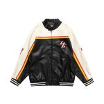 Men's Colorblock Stitching Zipper Stand Collar Leather Jacket - Image 4