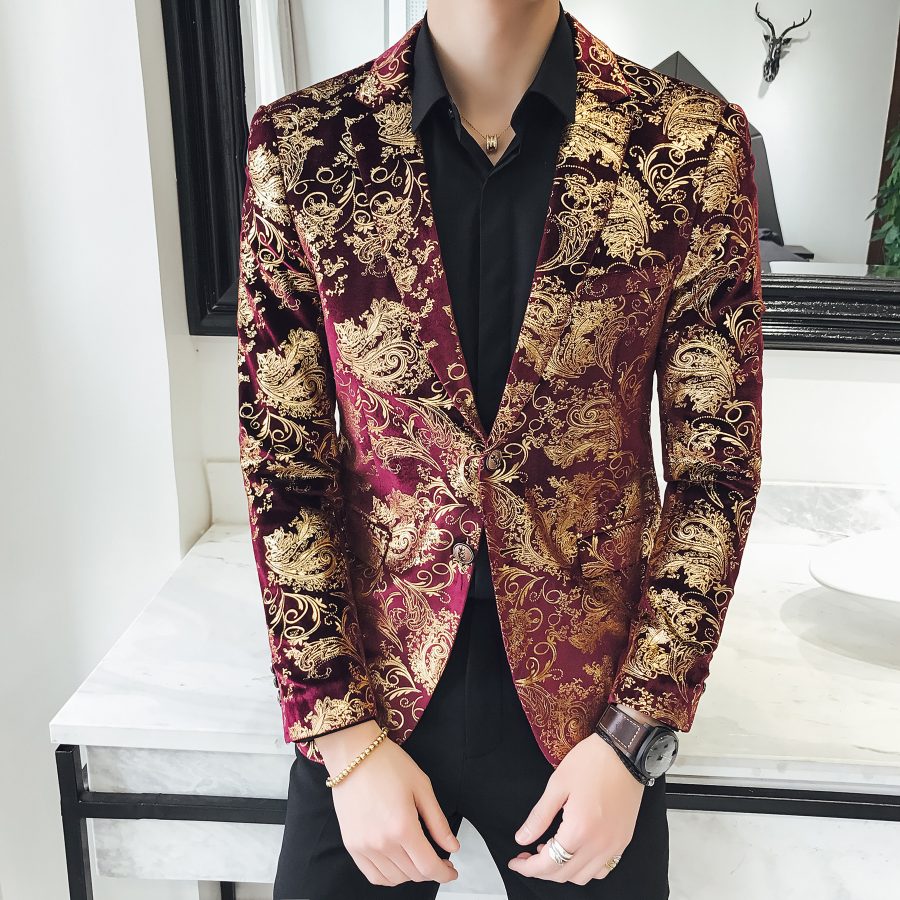 Colorblock Plus Size Suit Men's Silky Blazer Youth Jacket - Image 5
